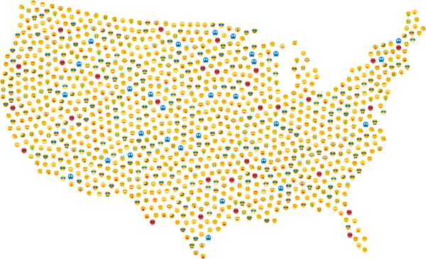 emoji, united states map, united states, america, emoticons, smileys, emotions, feelings, avatar, icons, faces, borders, country, geography, map, nation, usa, us